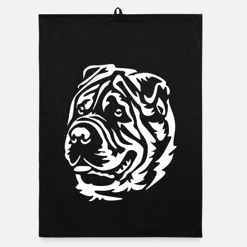Shar-Pei Head "Black Edition" Organic dish towel