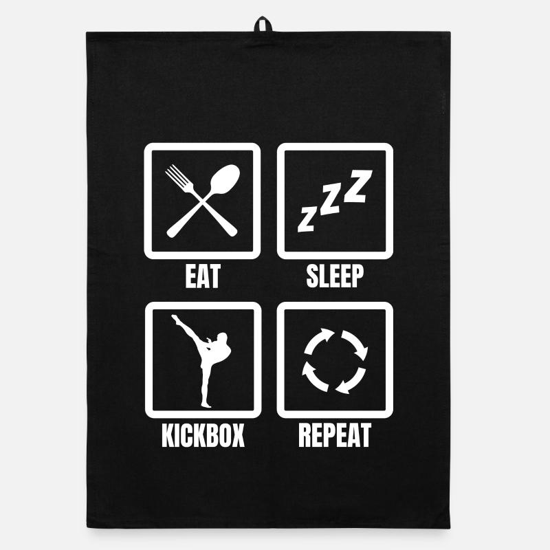 Eat Sleep Kickbox Repeat Organic dish towel