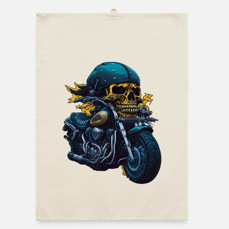 Biker Skull Organic dish towel