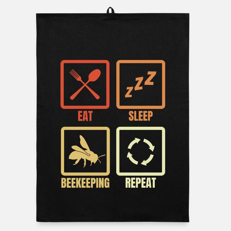 Eat Sleep Beekeeping Repeat Organic Geschirrtuch