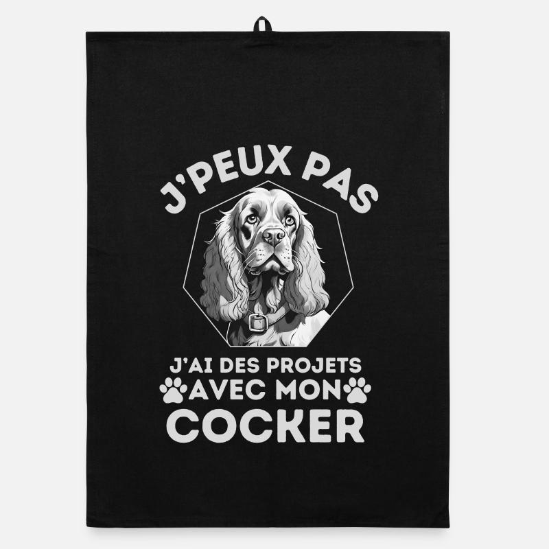 j ai des projets avec mon cocker chien mignon 1 Torchon bio
