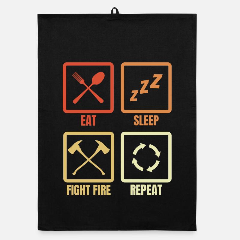 Essen Schlafen Feuer bekämpfen Organic Geschirrtuch
