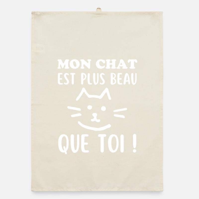 Mon Chat mignon est plus beau que toi Torchon bio