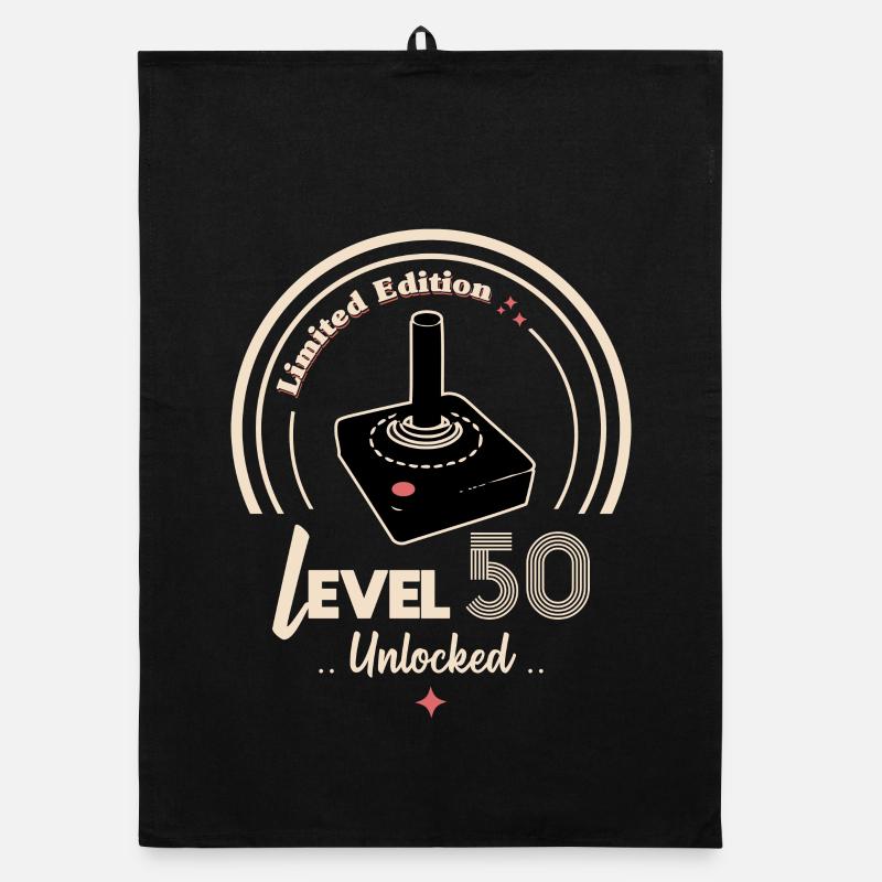 Design-Abzeichen Level 50 Retro-Konsole Organic Geschirrtuch