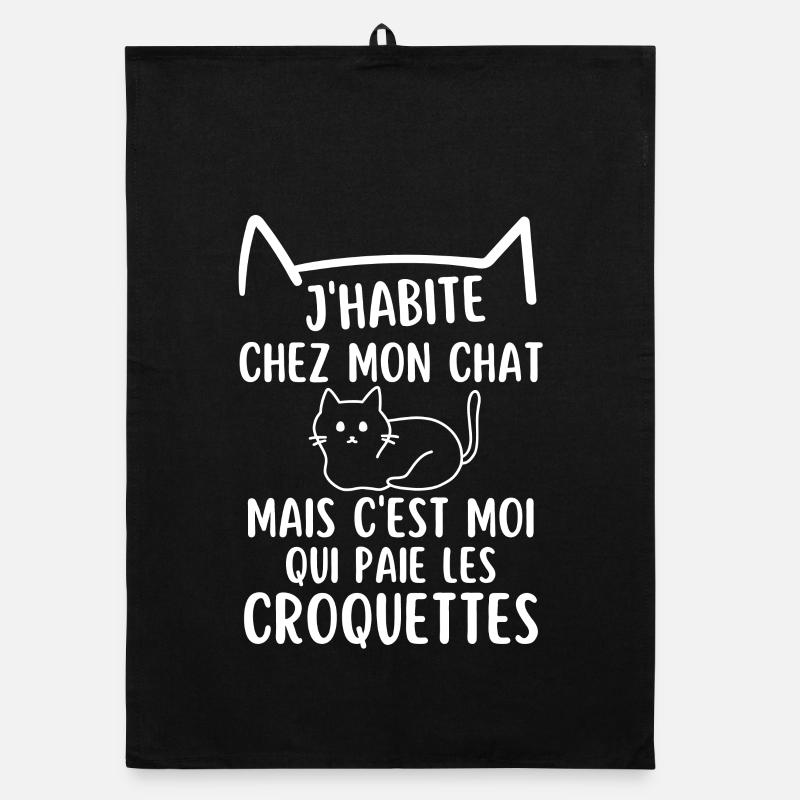 J habite chez mon chat mignon chat chaton doux Torchon bio