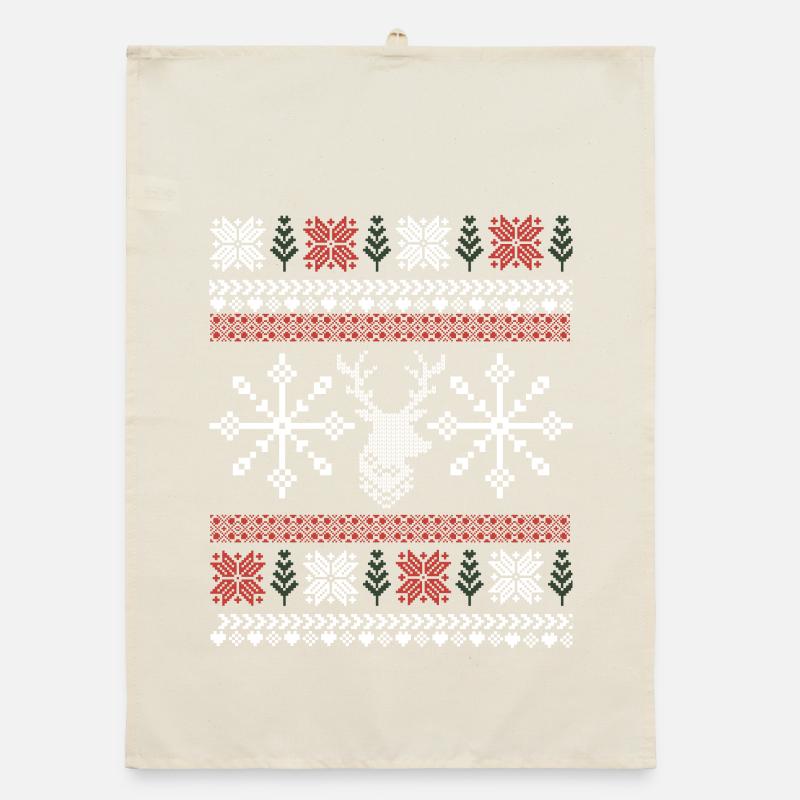 Retro Christmas Pattern Organic dish towel