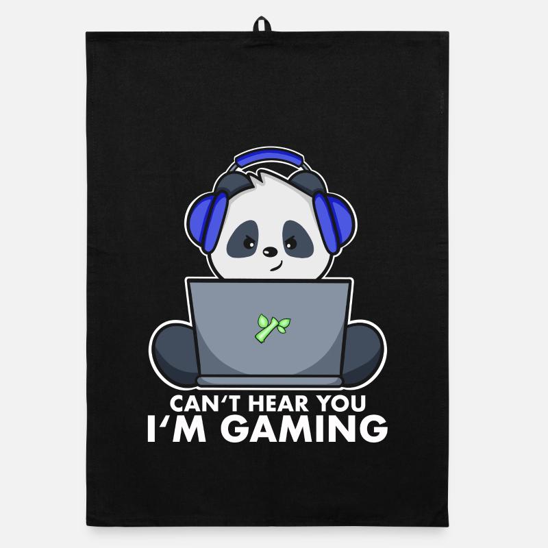 Gaming Panda mignon - je ne t’entends pas, je joue Torchon bio