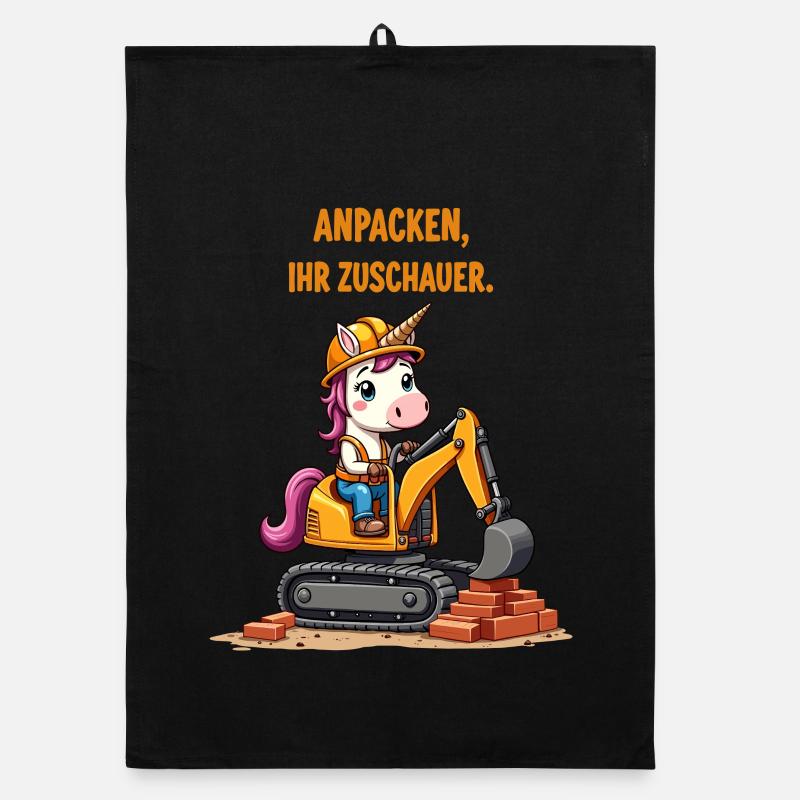 Einhorn Baggermeister Organic Geschirrtuch