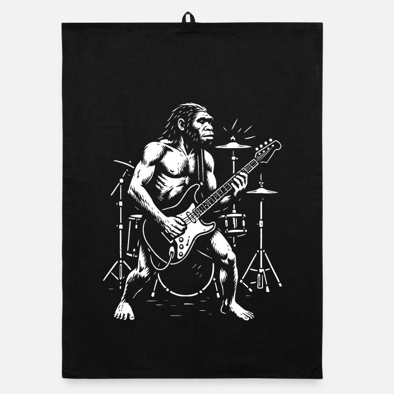 Wild Homo Erectus Guitariste en Mode Chromatique Torchon bio