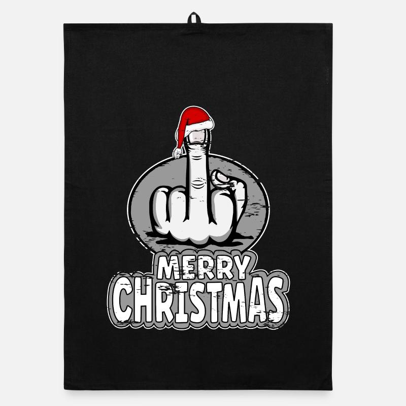 Merry Christmas Mittelfinger Stinkefinger Design Organic Geschirrtuch