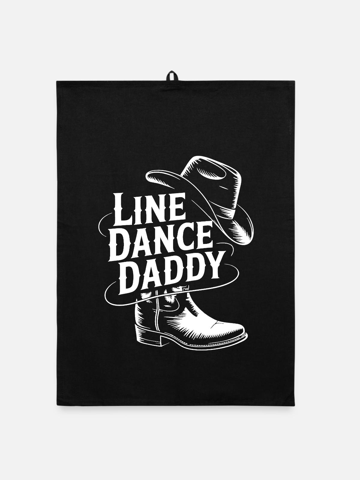 Line Dance Daddy Cowboystil - Organic Geschirrtuch - Schwarz - Vorne