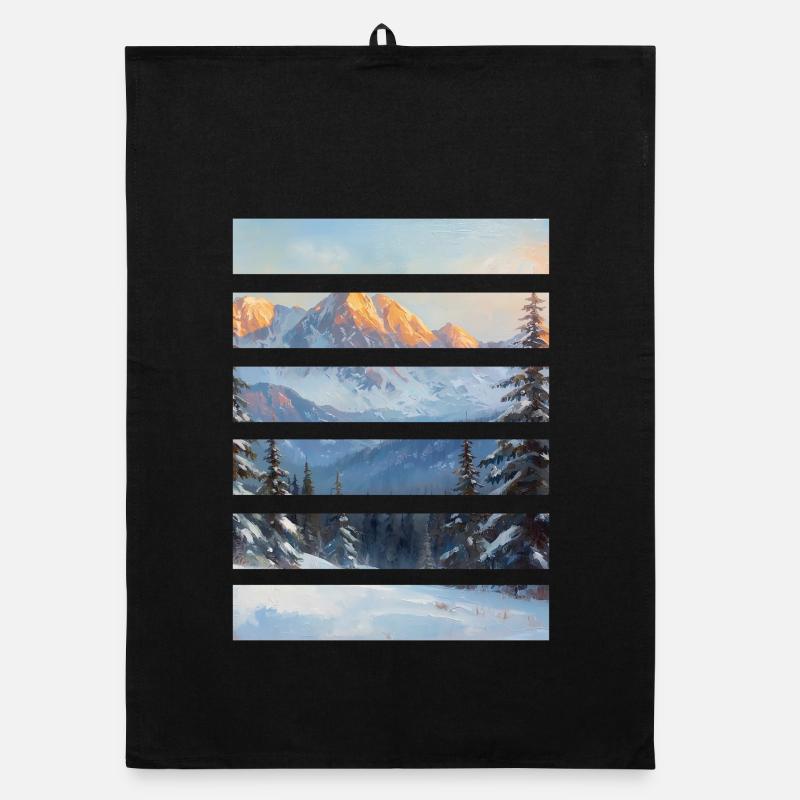 Layered mountain horizon Organic dish towel