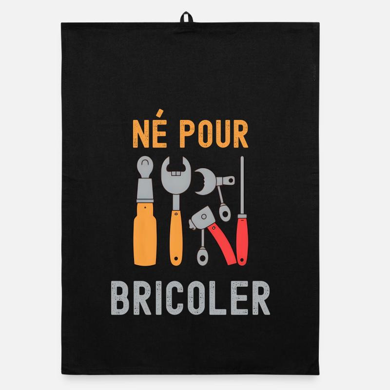 Né Pour Bricoler – Outils Colorés Torchon bio
