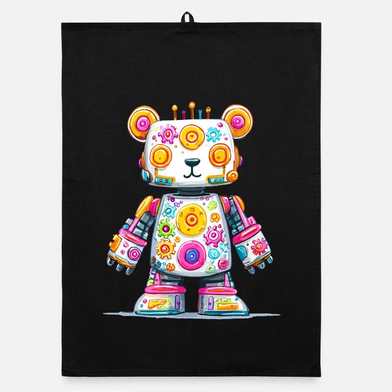 Bunt Roboterbär Neon-Print Organic Geschirrtuch