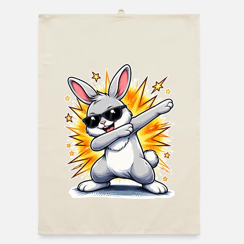 Dabbing Bunny Organic dish towel