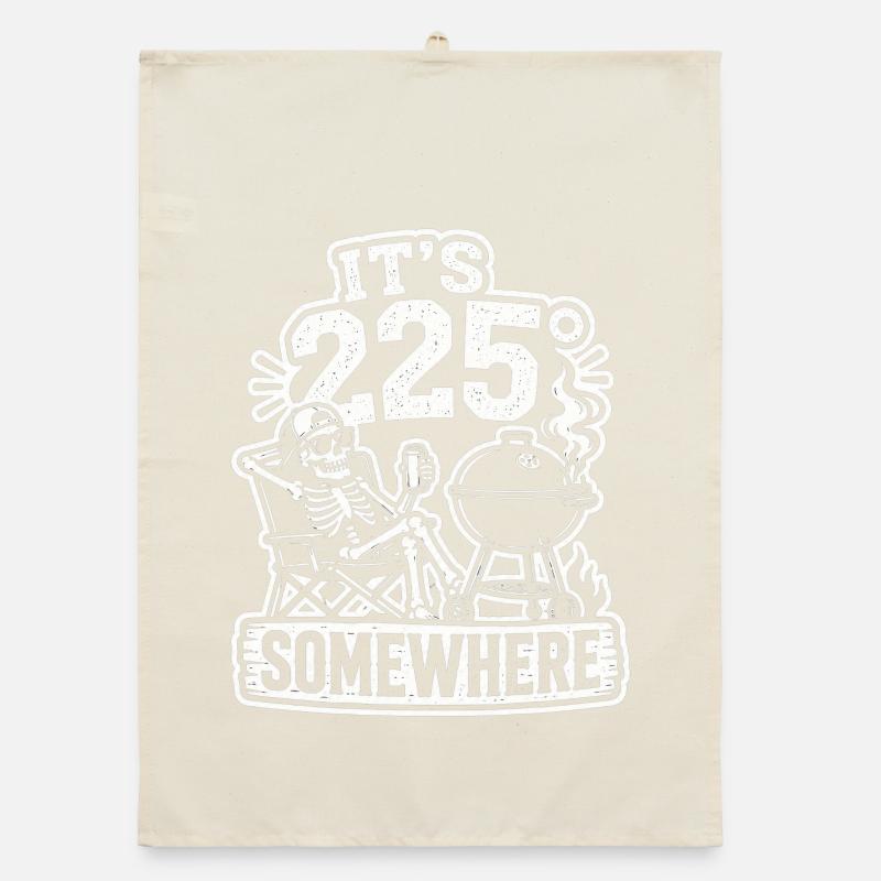 It's 225° Somewhere BBQ Grill Skeleton Organic dish towel