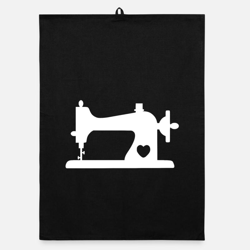 Sewing machine with heart Organic dish towel