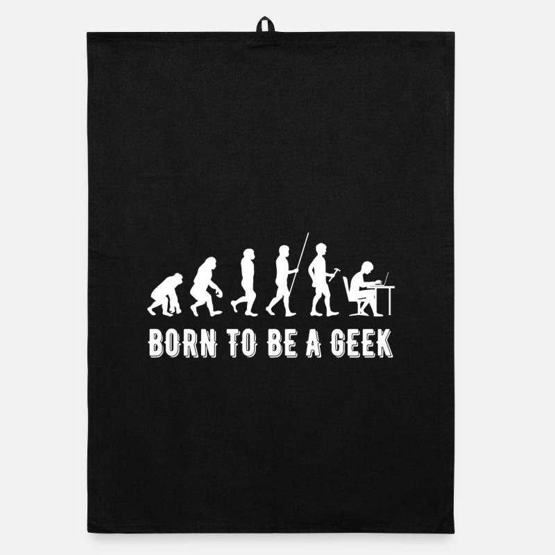 Né Geek : Évolution Tech - Torchon bio - noir