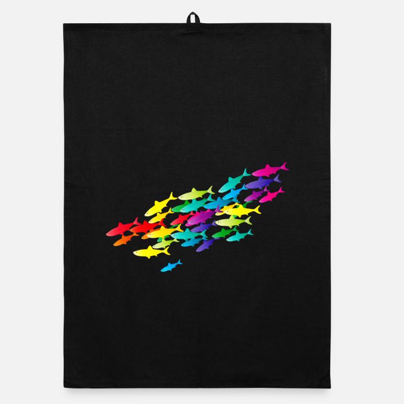 essaim de poisson coloré dans les couleurs vives Torchon bio