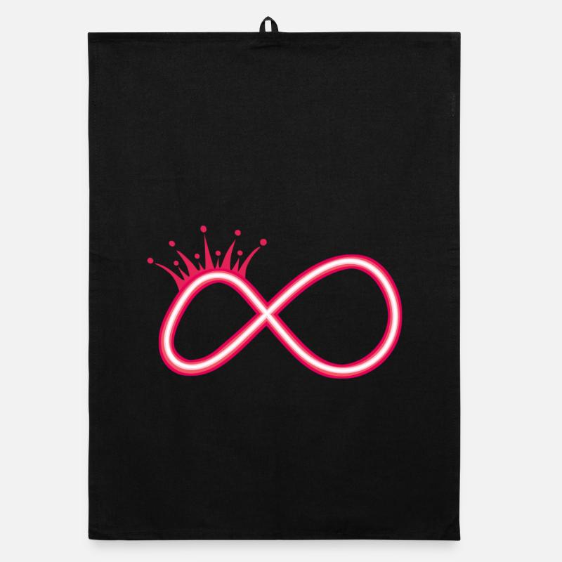 Infinity symbol neon red with crown Organic dish towel