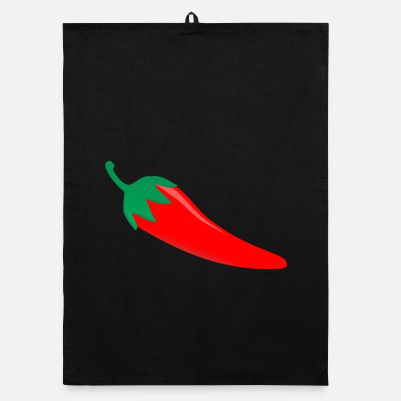 Lustiges Hot Chilli T-Shirt - Organic Geschirrtuch - Schwarz