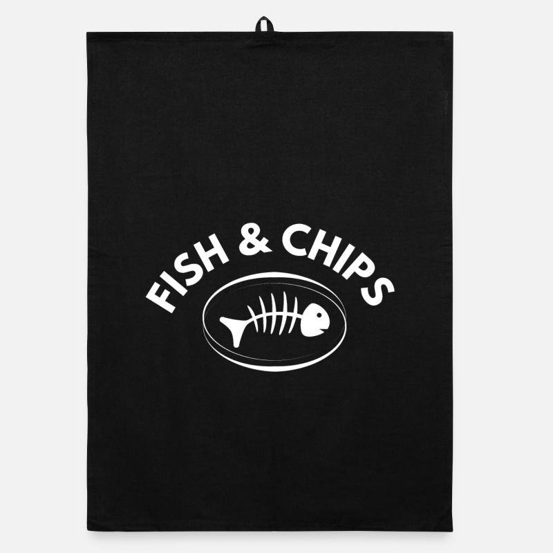 fish and chips, fish, catering Organic dish towel