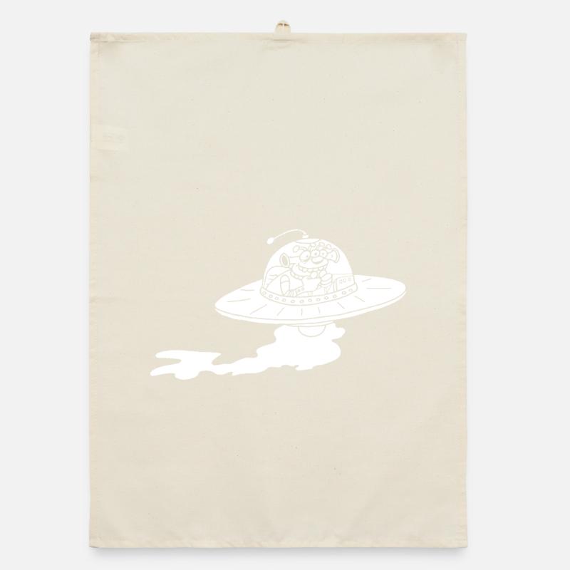 Alien Spaceship (White) Organic dish towel