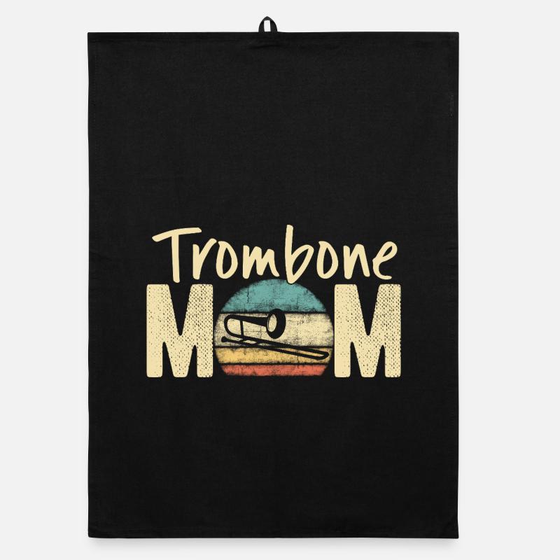 Trombone Mom Rétro Vintage Marching Band Design Torchon bio