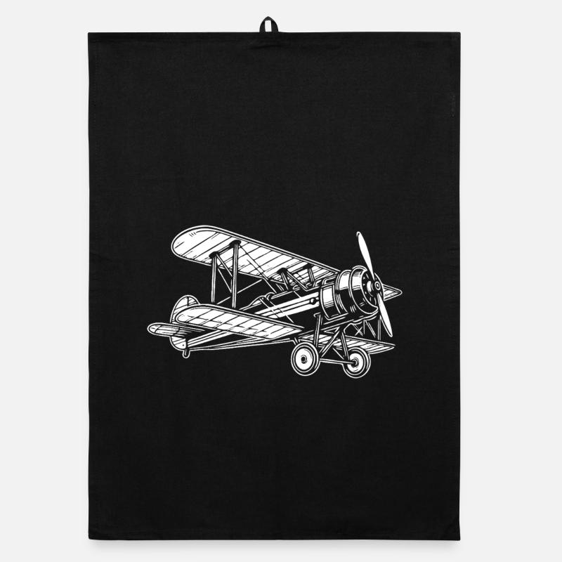 Biplane Oldtimer, Classic Airplane Design Organic dish towel