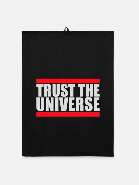 Trust The Universe Spirituell Universum Zitat Logo - Organic Geschirrtuch - Schwarz - Vorne