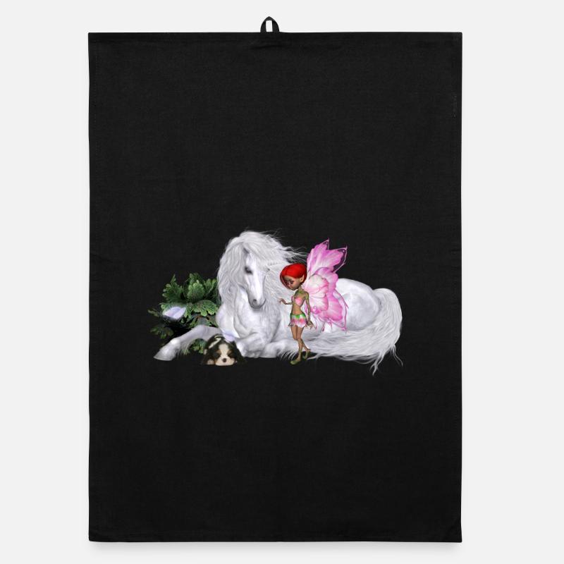 Wunderbares Einhorn mit Fee Organic Geschirrtuch