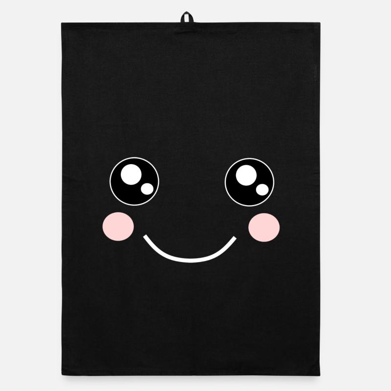 Kawaii, yeux, visage Torchon bio