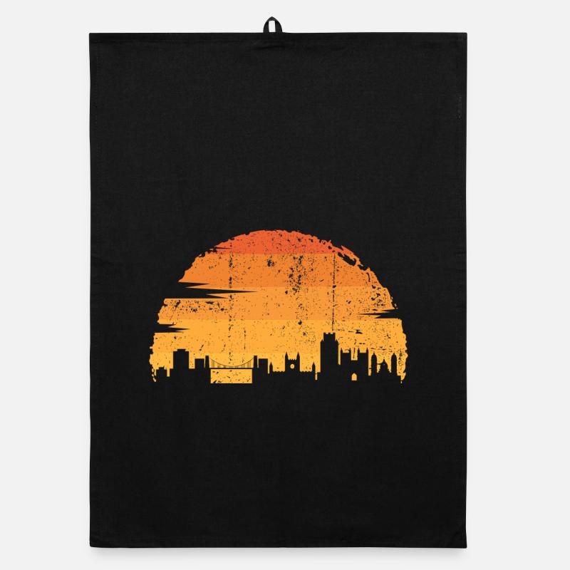 Sunset City Skyline Silhouette Organic dish towel