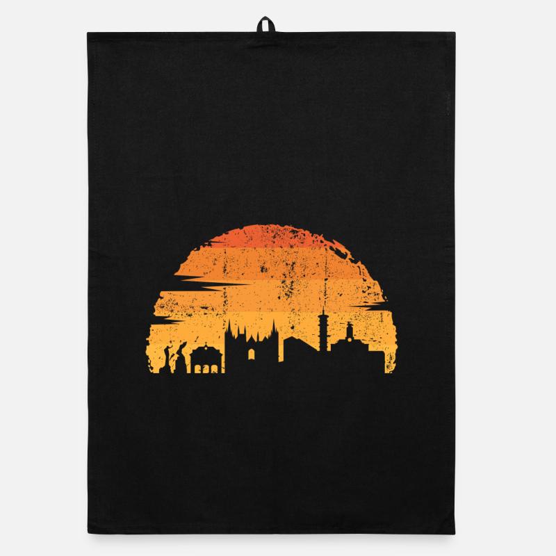 Sunset Skyline Silhouette Organic dish towel