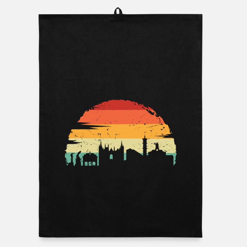 Sunset Skyline Silhouette Organic dish towel