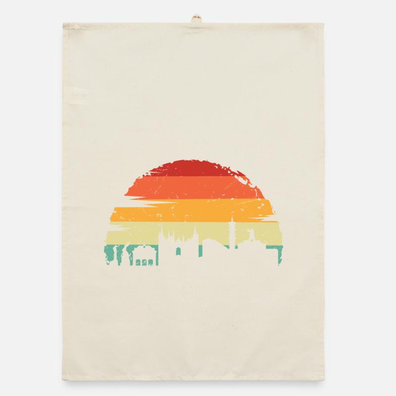 Sunset Skyline Silhouette Organic dish towel