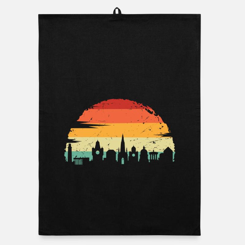 Sunset Rainbow Skyline Organic dish towel
