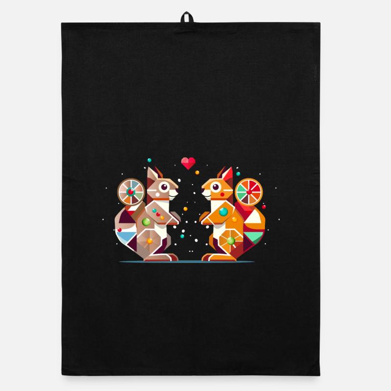 Two squirrels with heart colorful eye-catcher Organic dish towel