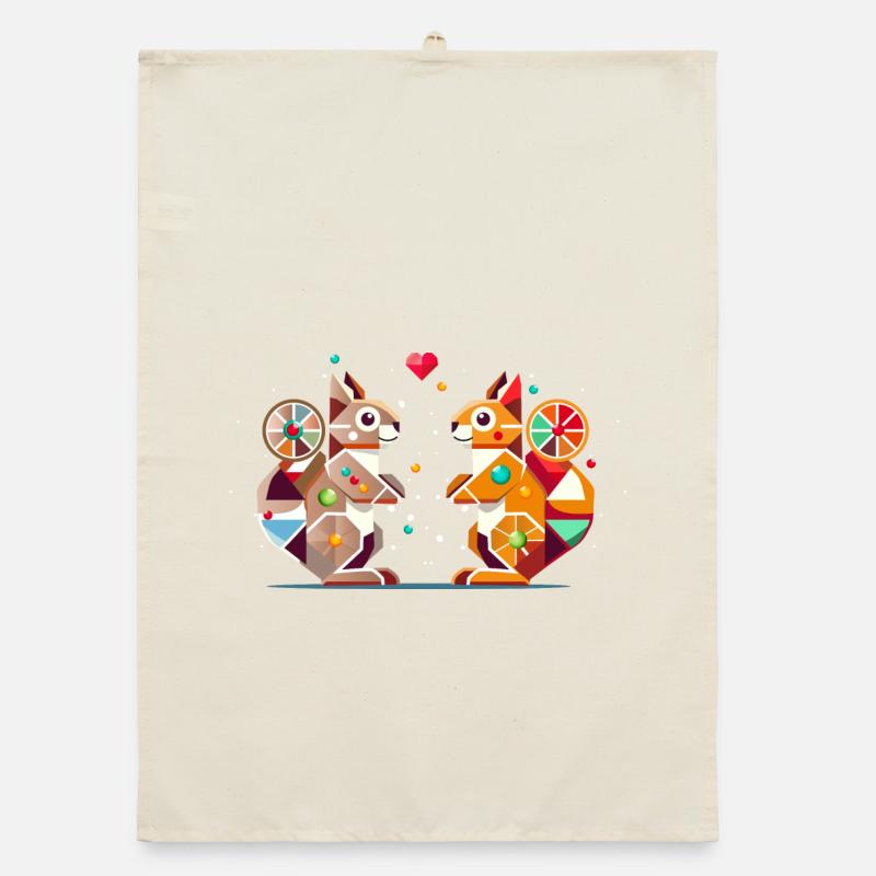 zwei Eichhörnchen mit Herz-farbenfroher Hingucker Organic Geschirrtuch