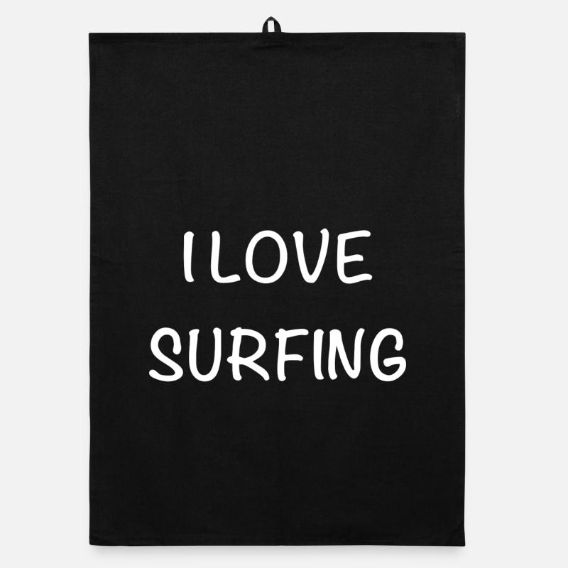 I Love Surfing Handdrawn Text Organic Geschirrtuch