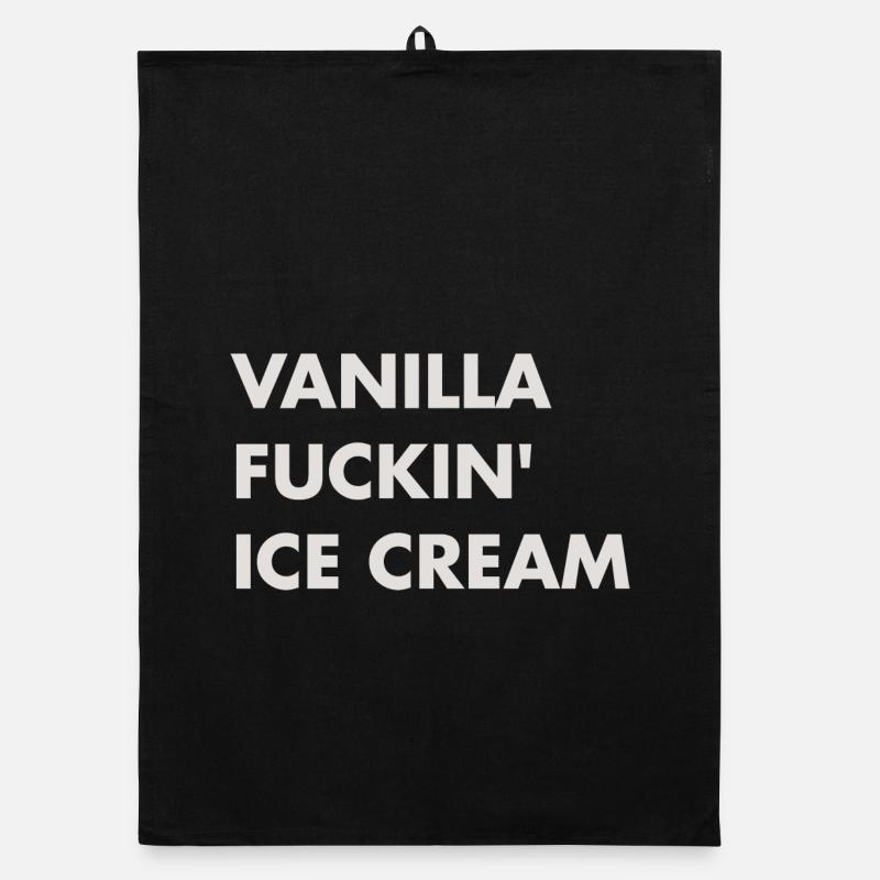 Vanille Eis - beiger Schriftzug Organic Geschirrtuch