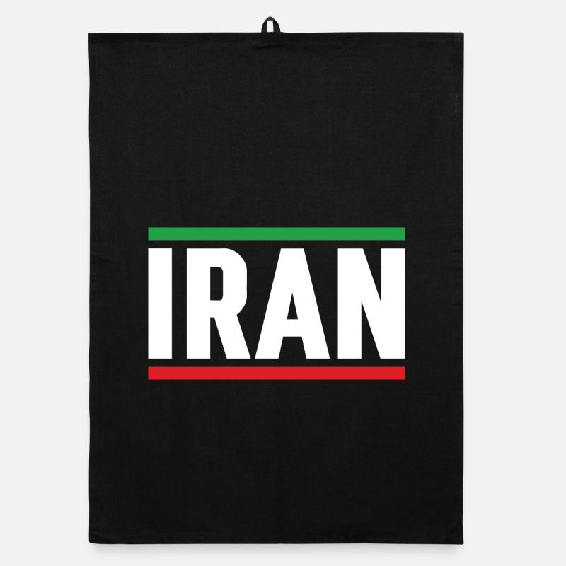 Iran Drapeau Typographie Forte Torchon bio