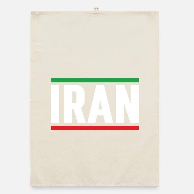 Iran Drapeau Typographie Forte Torchon bio