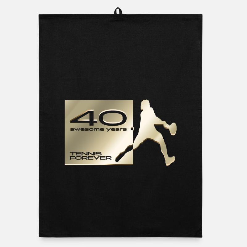 40 years young tennis player Organic dish towel