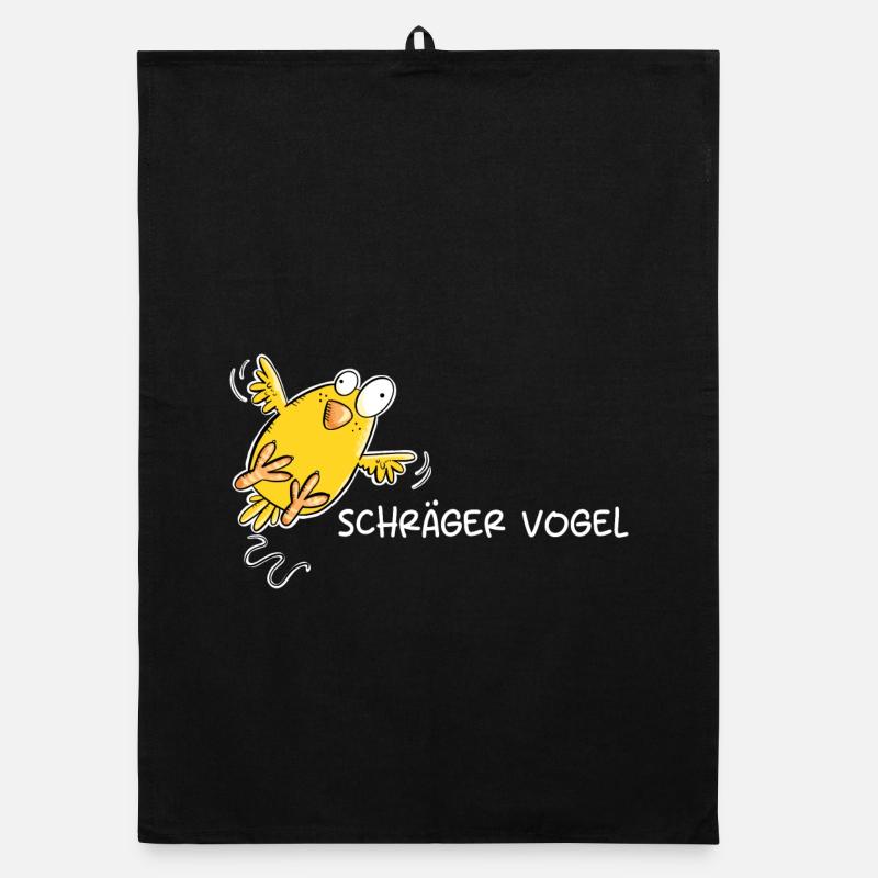 Schräger Vogel I Statement Spruch - Organic Geschirrtuch - Schwarz