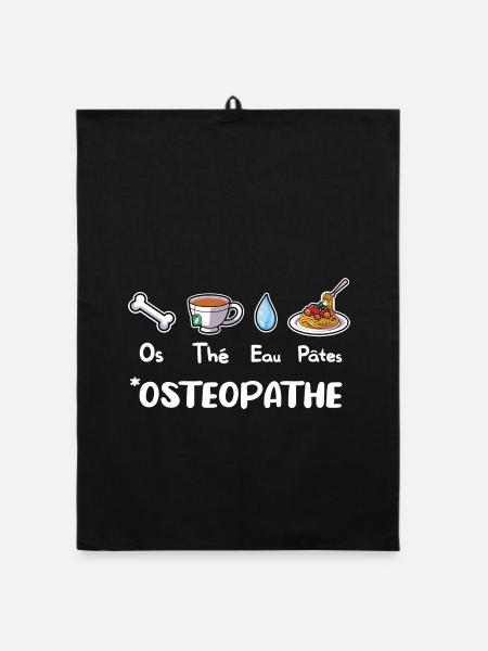 Ostéopathe Humour Cadeau Ostéo Kinésithérapeute - Torchon bio - noir - Devant