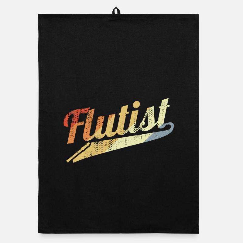 Retro Flutist Organic dish towel