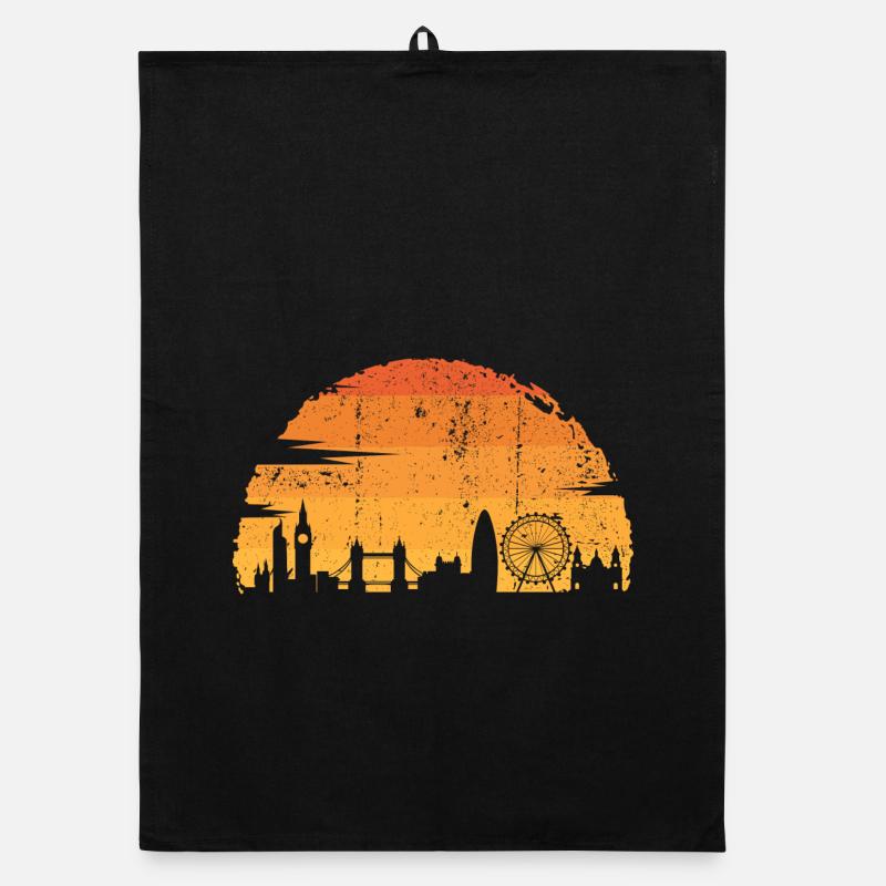 Coucher de soleil Silhouette de l’horizon de Londres Torchon bio