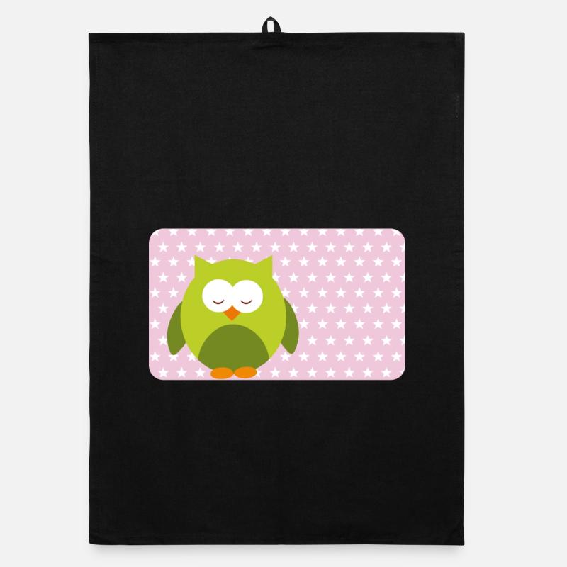 Lustige Eule mit Sternchen rosa | personalisierbar Organic Geschirrtuch