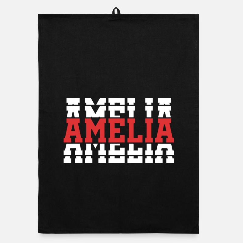 Amelia T-Shirt T-Shirt Geschenkidee gestapelter Text Organic Geschirrtuch